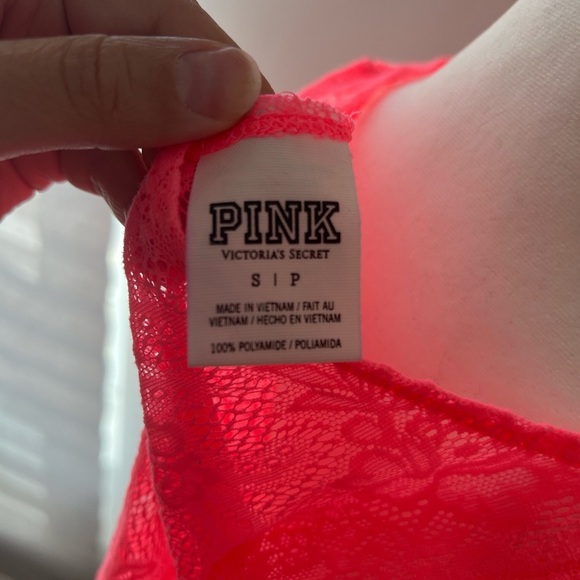 Victoria’s Secret Pink Neon Pink Lace Tank Top - Picture 2 of 3